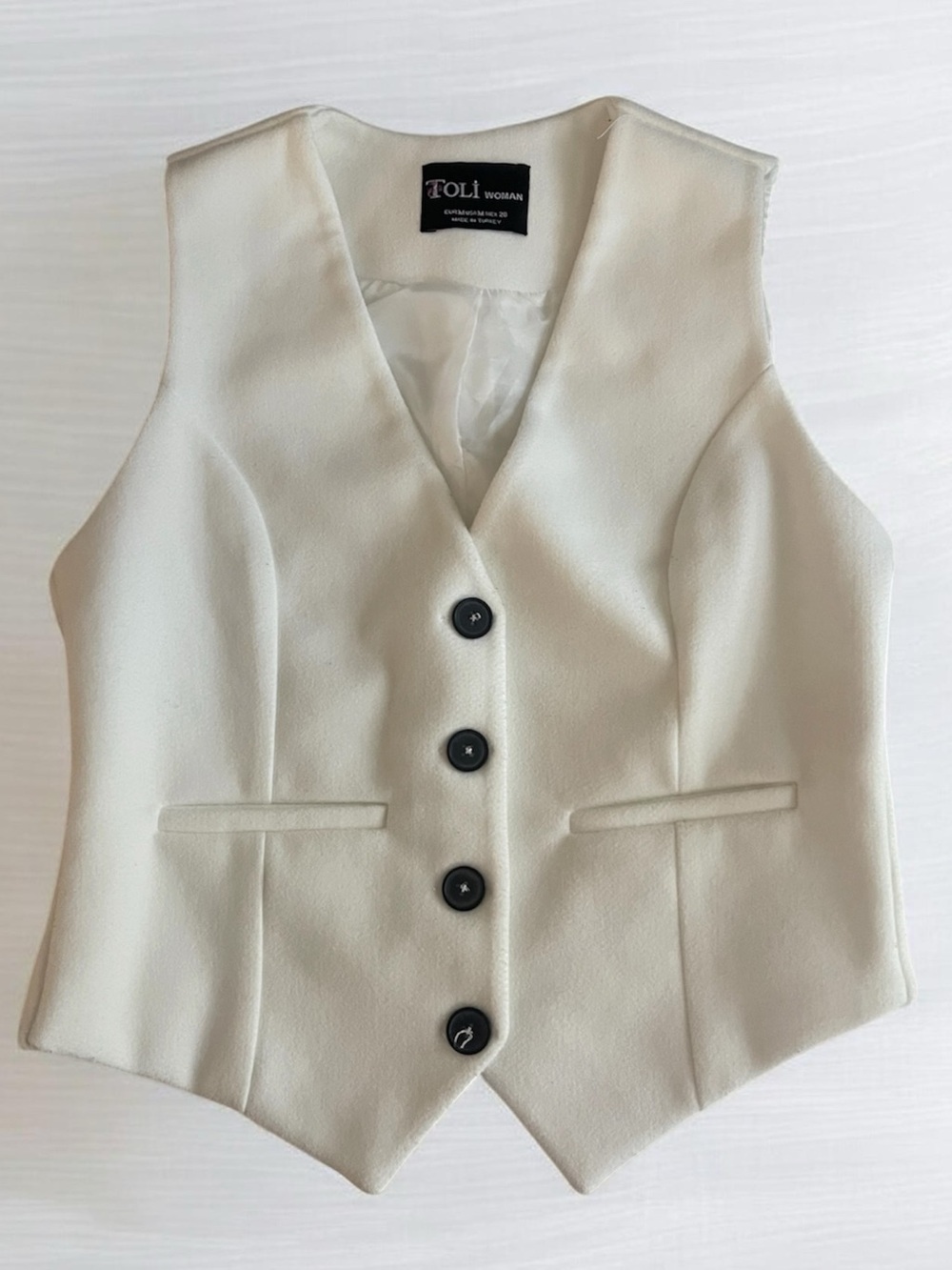Woman White Cotton-blend tweed  V-Neck Vest Size M